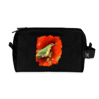 Cadeau en rouge et vert, super, haute qualité - Trousse de toilette en tissu recyclé - noir - Devant