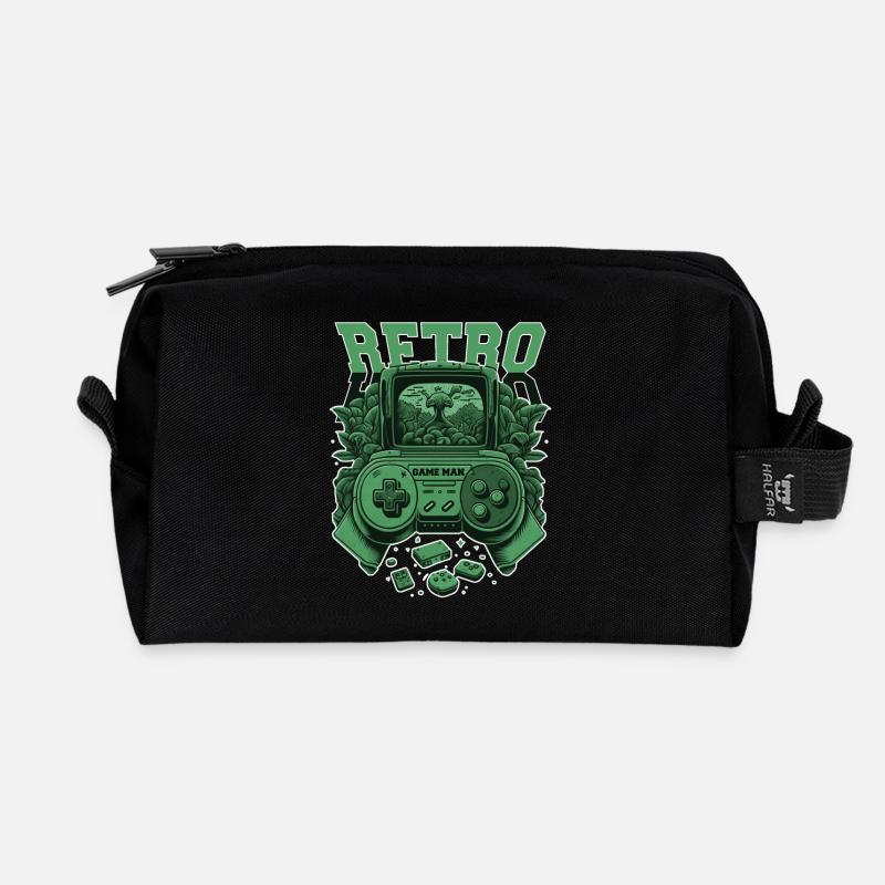 Retro Console - Recycled Toiletry Zip Bag - black