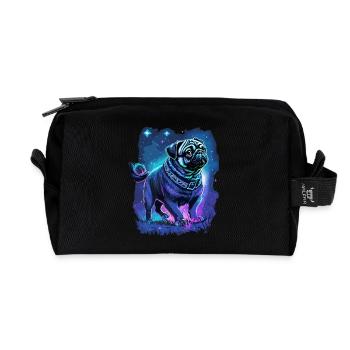 Mops Hund Mitternachtszauber - Recycelte Kulturtasche - Schwarz - Vorne
