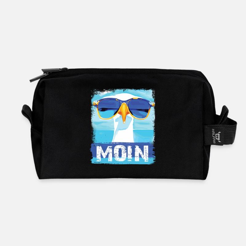 Moin Möwe - blue white Möwen Collection - Recycelte Kulturtasche - Schwarz