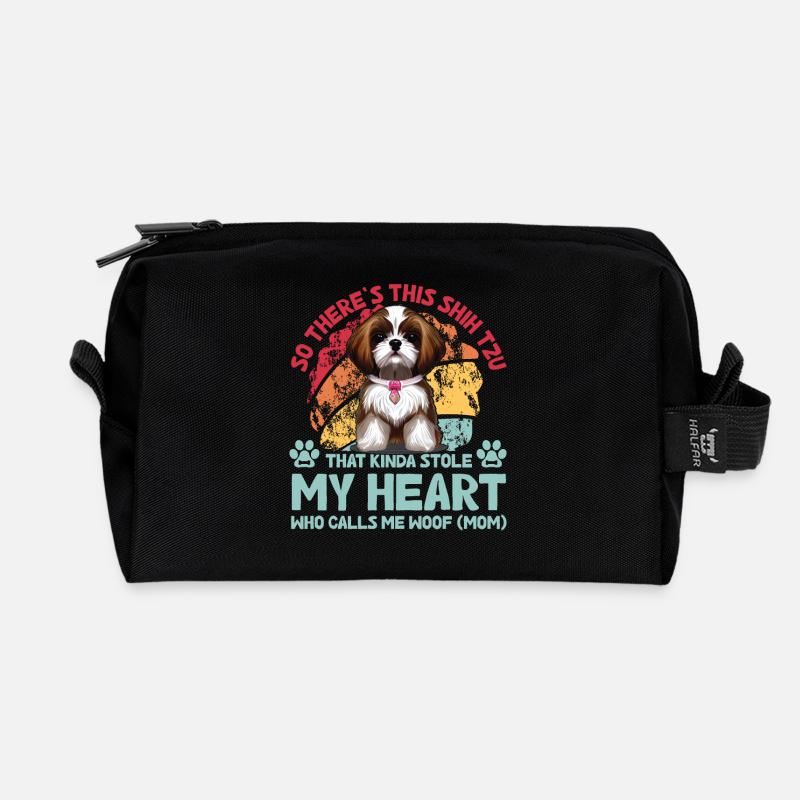 Shih Tzu Funny Saying - Recycled Toiletry Zip Bag - black