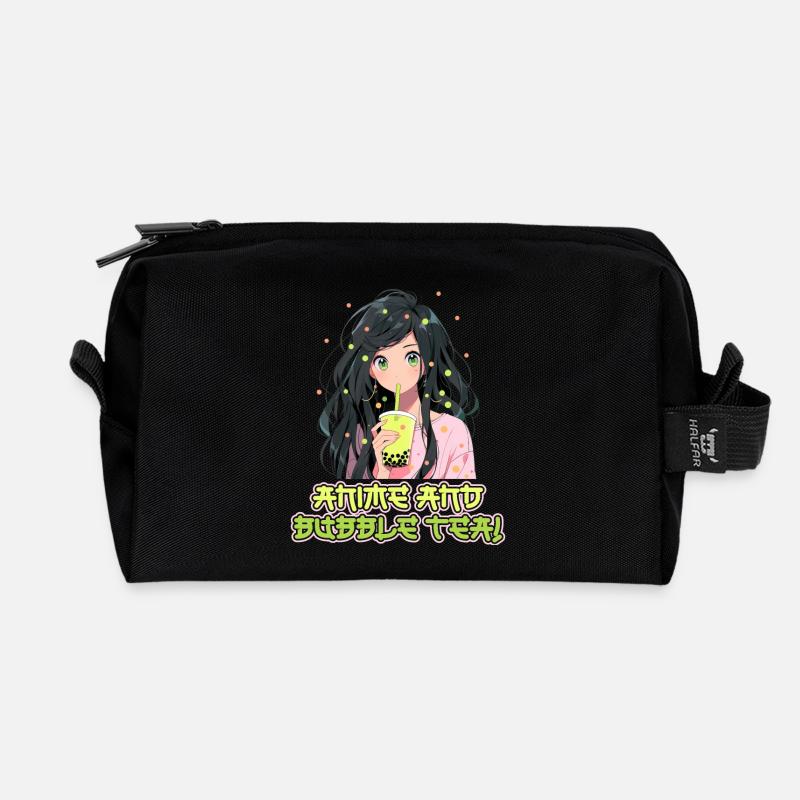 Anime and Boba Bubble Tea - Recycelte Kulturtasche - Schwarz