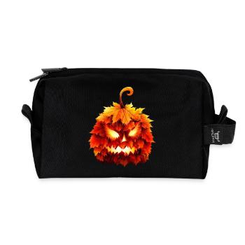 Herbstlicher Halloween-Kürbis - Recycelte Kulturtasche - Schwarz - Vorne