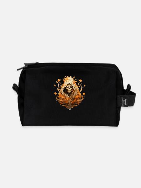 Halloween-Herbst mit Schädelbaum und Sensenmann - Recycelte Kulturtasche - Schwarz