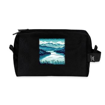 Vacation: New York to Lake Tahoe, Grunge Blue - Recycled Toiletry Zip Bag - black - Front