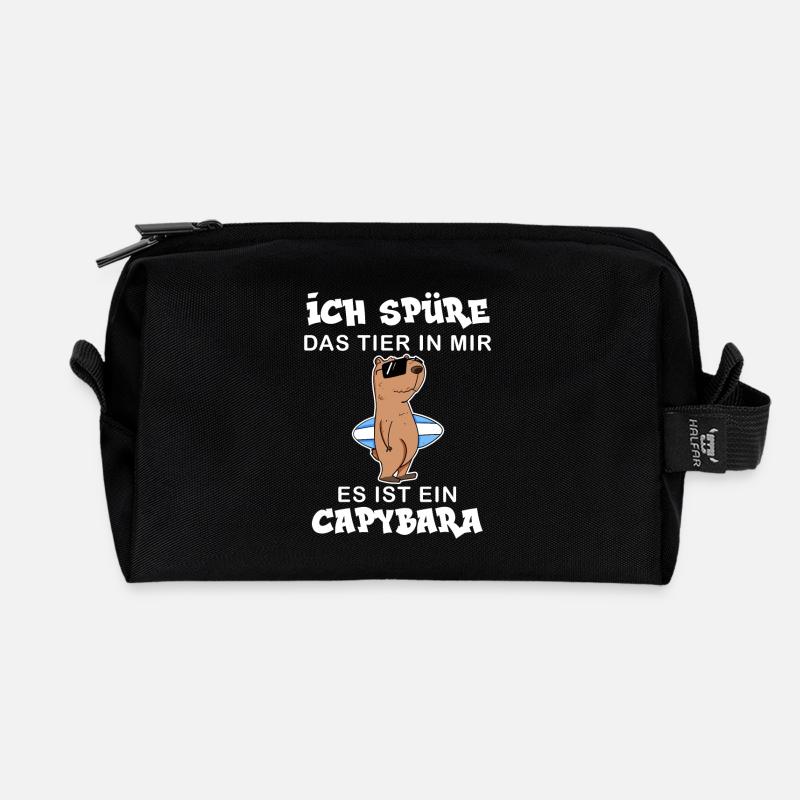 Capybara Wasserschwein Capybaras - Recycelte Kulturtasche - Schwarz