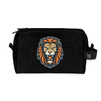 A roaring lion - Recycled Toiletry Zip Bag - black - Front