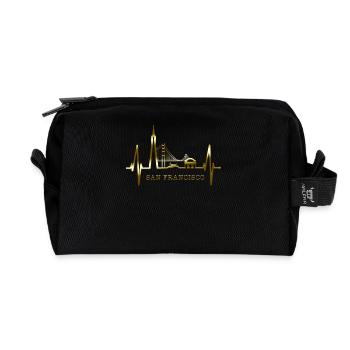 San Francisco Skyline Heartbeat Californie États-Unis - Trousse de toilette en tissu recyclé - noir - Devant