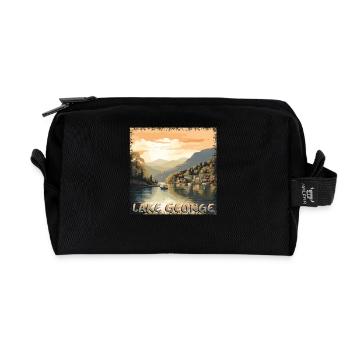 Urlaub New York Lake George Sonnenuntergang Grunge - Recycelte Kulturtasche - Schwarz - Vorne