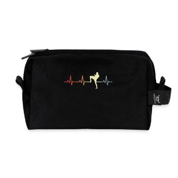 Kickboxer heartbeat - Recycled Toiletry Zip Bag - black - Front