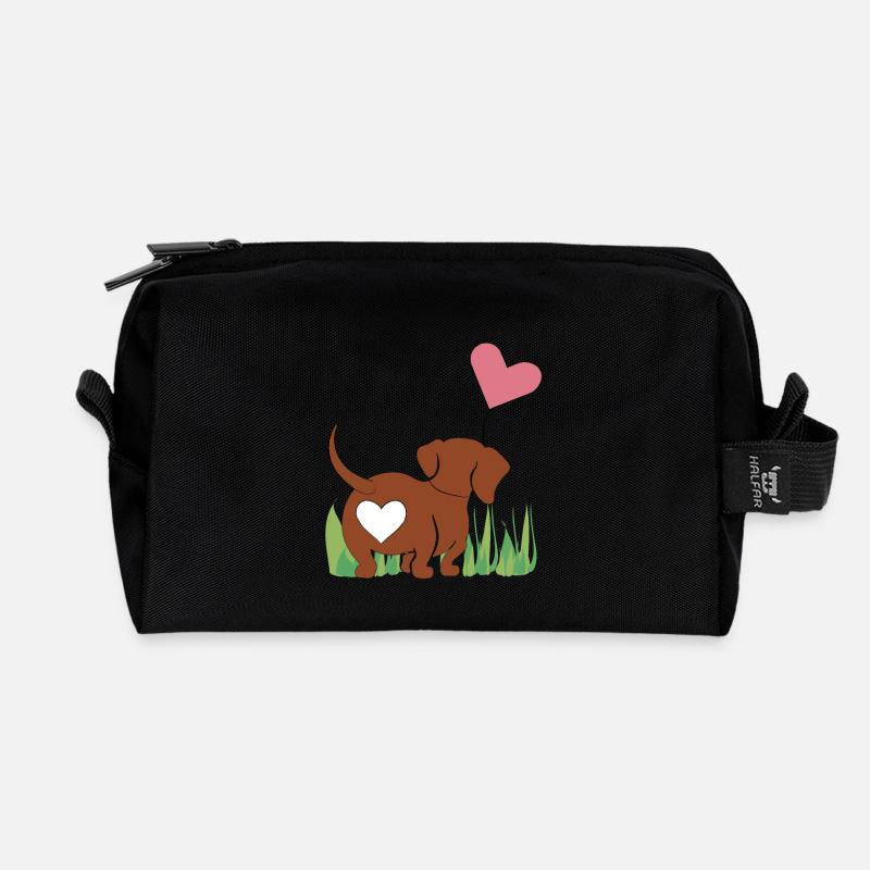 Dackel mit Herz - Geschenk - Geschenkidee - Recycelte Kulturtasche - Schwarz