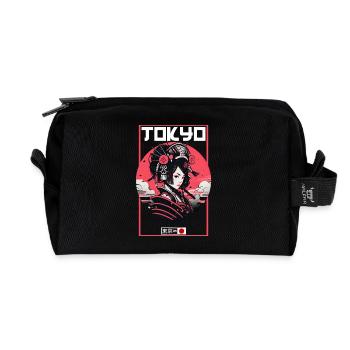 Asia 80s Japanese Retro Samurai Samurai - Recycled Toiletry Zip Bag - black - Front