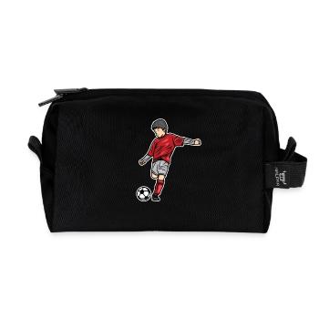 Fußball Kind Skizze - Recycelte Kulturtasche - Schwarz - Vorne