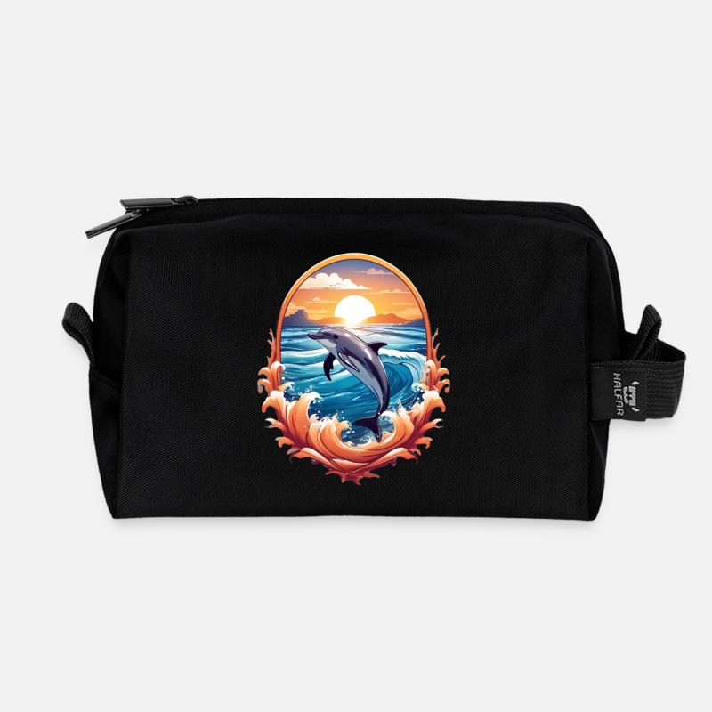 Delfin - Recycelte Kulturtasche - Schwarz