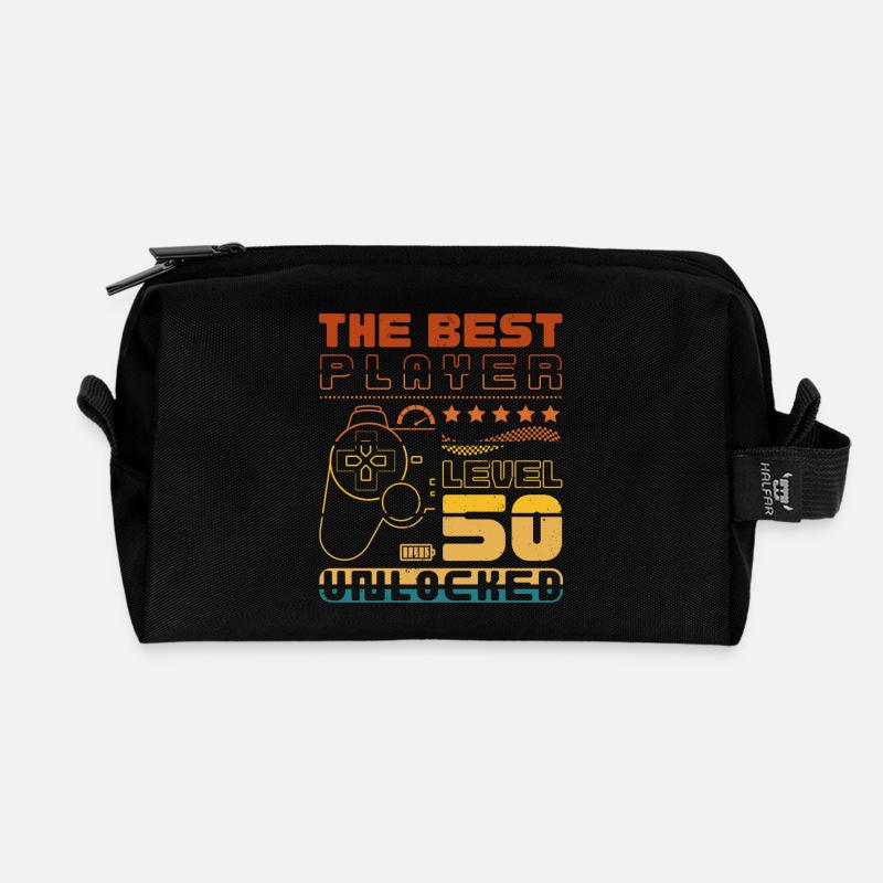The Best Player - Level 50 unlocked - Recycled Toiletry Zip Bag - black
