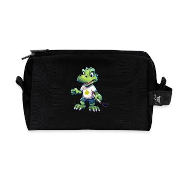 Hockey Hockeyspieler Krokodil Kawaii Comic - Recycelte Kulturtasche - Schwarz - Vorne