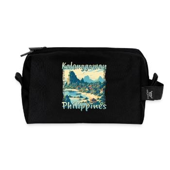 Grunge-Landschaft der Insel Kalanggaman: - Recycelte Kulturtasche - Schwarz - Vorne