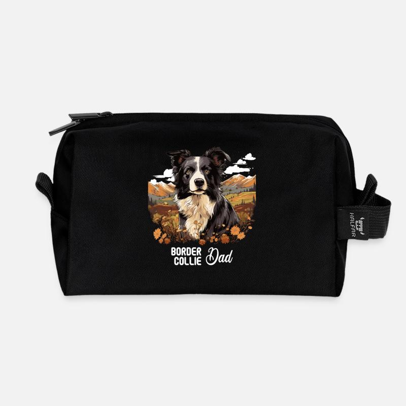 Hund Border Collie - Recycelte Kulturtasche - Schwarz