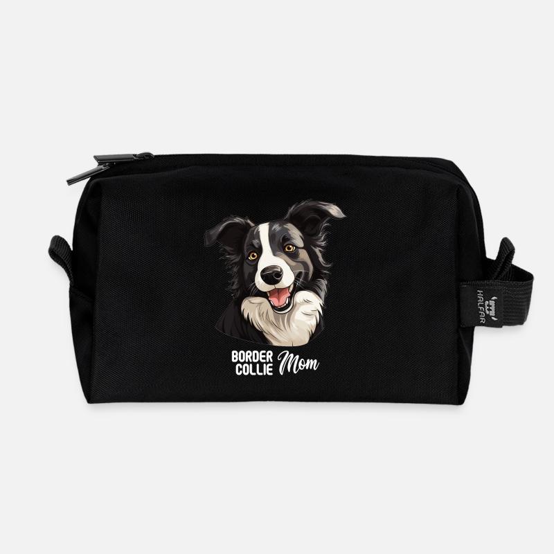 Hund Border Collie - Recycelte Kulturtasche - Schwarz