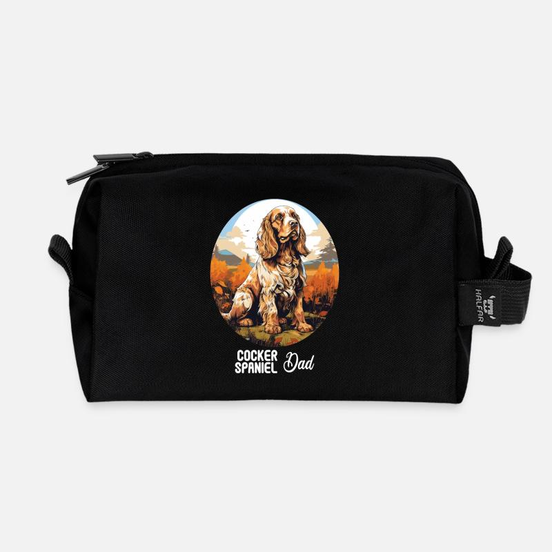 Dog Cocker Spaniel - Recycled Toiletry Zip Bag - black