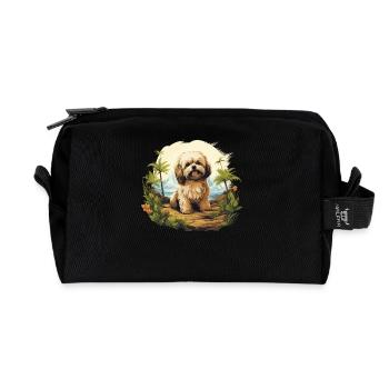 Chien Bichon Havanais - Trousse de toilette en tissu recyclé - noir - Devant