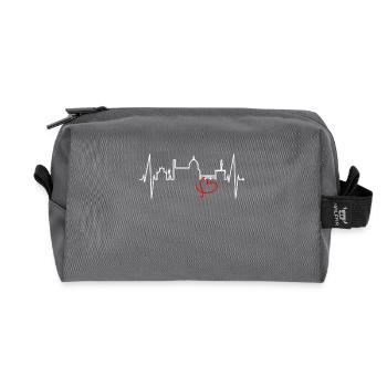 Florenz Skyline Italien Herzschlag I Love Firenze - Recycelte Kulturtasche - Anthrazit - Vorne