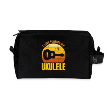 Dicton de motivation pour ukulélé - Trousse de toilette en tissu recyclé - noir - Devant