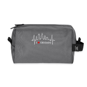 Chicago Skyline Heartbeat USA Heart I Love Chicago - Trousse de toilette en tissu recyclé - anthracite - Devant
