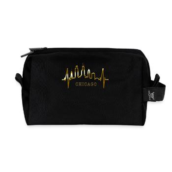 Chicago Skyline Heartbeat USA Heart I Love Chicago - Trousse de toilette en tissu recyclé - noir - Devant