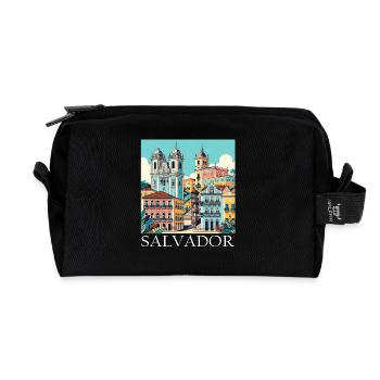 Salvador, Brazil, Colonial Architecture - Recycled Toiletry Zip Bag - black - Front
