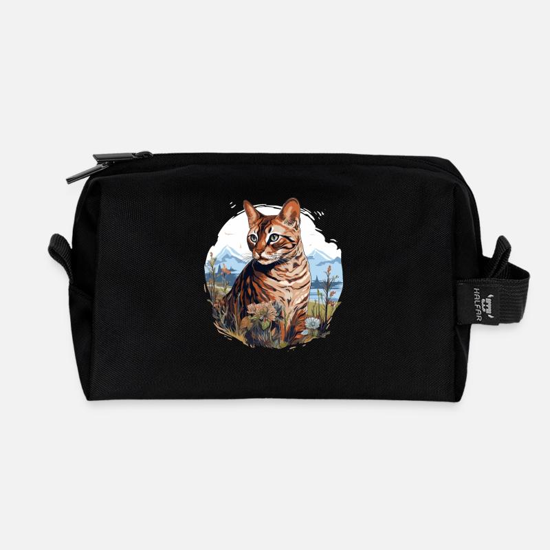 Bengal Cat - Recycelte Kulturtasche - Schwarz