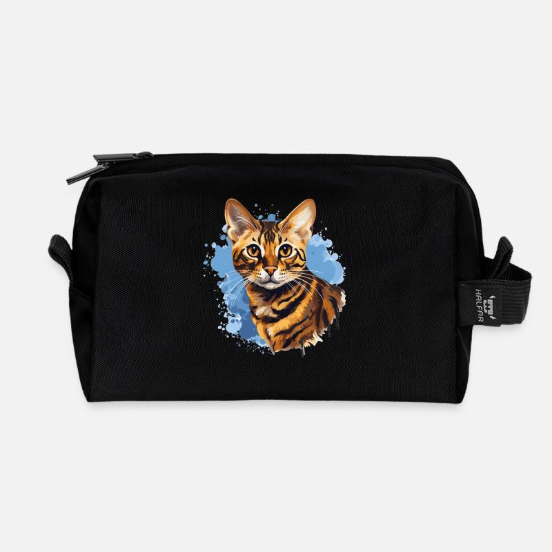 Bengal Cat - Recycelte Kulturtasche - Schwarz