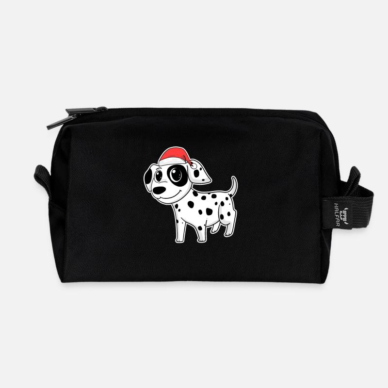 Dalmatiner Hund Tier Weihnachten - Recycelte Kulturtasche - Schwarz