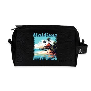 Maldivian Escape: Reethi Beach mit Grunge-Effekt - Recycelte Kulturtasche - Schwarz - Vorne