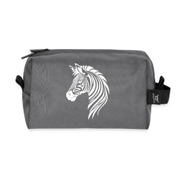 Zebra Elegant mit Safari Streifenmuster - Recycelte Kulturtasche - Anthrazit - Vorne