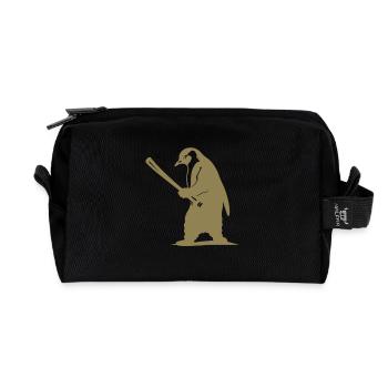 Penguin Baseball Player Silhouette - Recycled Toiletry Zip Bag - black - Front