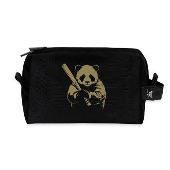 Minimalistische Panda Baseballspieler Silhouette - - Recycelte Kulturtasche - Schwarz - Vorne