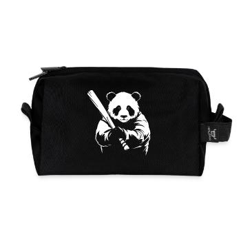 Minimalistische Panda Baseballspieler Silhouette - - Recycelte Kulturtasche - Schwarz - Vorne