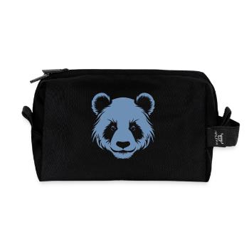 Portrait de tête de silhouette de panda - Trousse de toilette en tissu recyclé - noir - Devant
