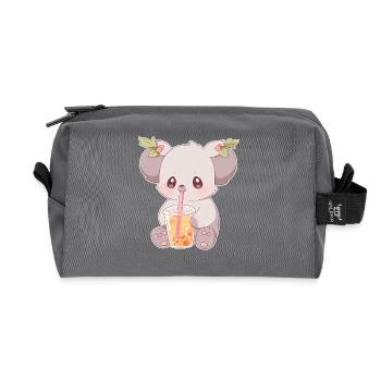 Kawaii Koala Boissons Boba Bubble Tea Chibi - Trousse de toilette en tissu recyclé - anthracite - Devant