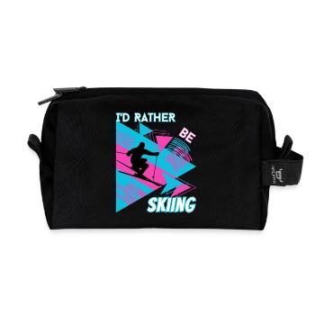I'd Rather Ski - Ski Wintersportler Skifahrer - Recycelte Kulturtasche - Schwarz - Vorne