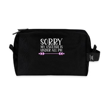 Sorry my english is under all pig Denglish - Recycled Toiletry Zip Bag - black - Front