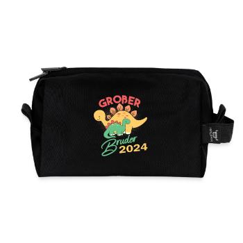 Geschenk zur Geburt für Bruder Geschwister Dino Di - Recycelte Kulturtasche - Schwarz - Vorne