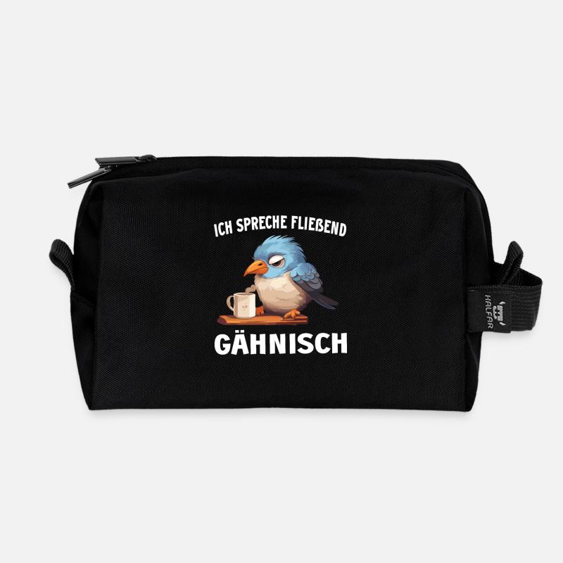 Lustig Vogel Kaffee Vögel Kaffeeliebhaber Spruch - Recycelte Kulturtasche - Schwarz