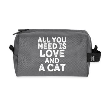 All you need is love and a cat - Recycled Toiletry Zip Bag - anthracite - Front