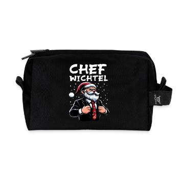 Chef Wichtel stylischer Weihnachts Gnome - Recycelte Kulturtasche - Schwarz - Vorne