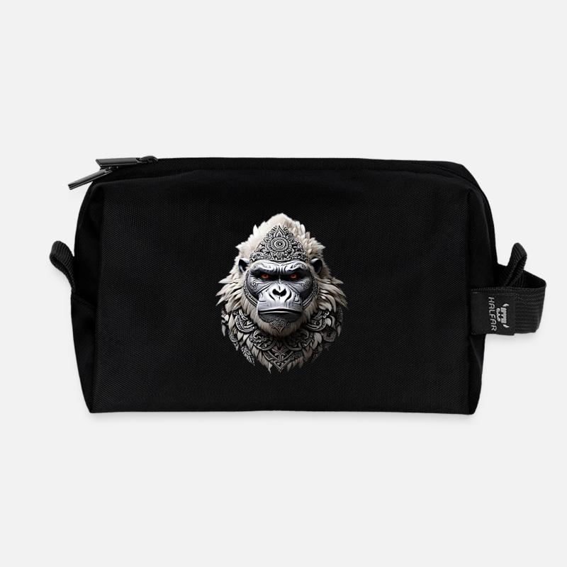 Gorillakopf Tribal Weißes Gorilla-Tattoo - Recycelte Kulturtasche - Schwarz