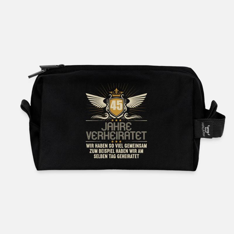 Wir haben viel gemeinsam 45.Hochzeitstag - Recycelte Kulturtasche - Schwarz