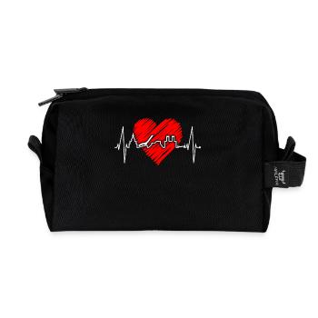 Oslo Skyline Heartbeat Norway Love I Love Oslo - Recycled Toiletry Zip Bag - black - Front