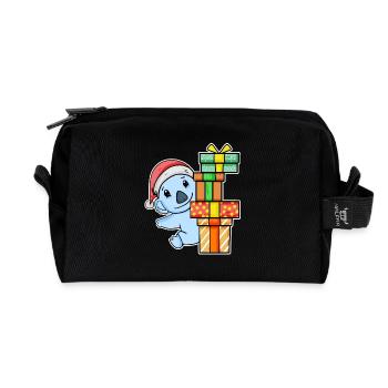 Koala mit Weihnachtsmütze und Weihnachtsgeschenk - Recycelte Kulturtasche - Schwarz - Vorne